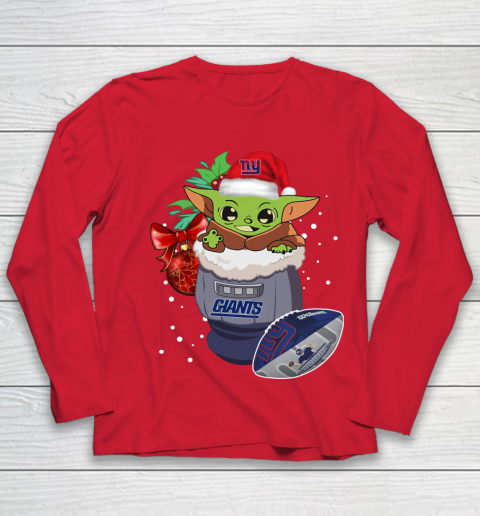 New York Giants Christmas Baby Yoda Star Wars Funny Happy NFL Youth Long Sleeve 10