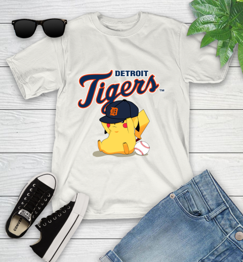 MLB Pikachu Baseball Sports Detroit Tigers Youth T-Shirt