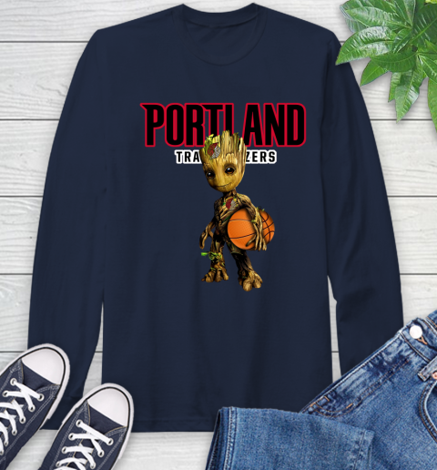 Portland Trail Blazers NBA Basketball Groot Marvel Guardians Of The Galaxy Long Sleeve T-Shirt 4
