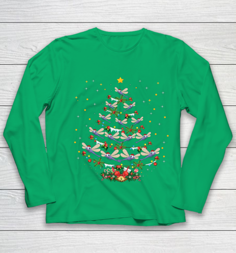 Dragonfly Christmas Tree Santa Dragonfly Bird Xmas Gift Youth Long Sleeve 4