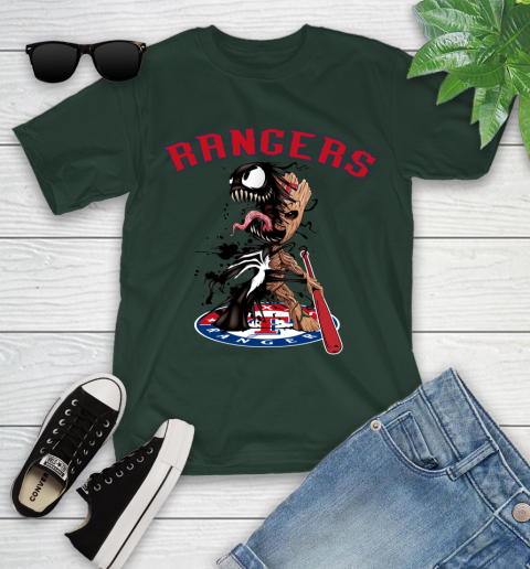 MLB Texas Rangers Baseball Venom Groot Guardians Of The Galaxy Youth T-Shirt 5