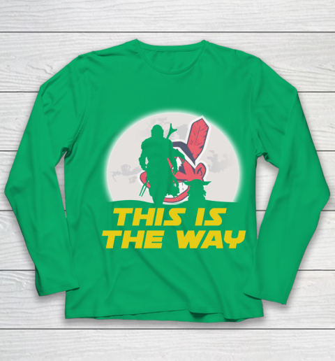 Cleveland Indians MLB Baseball Star Wars Yoda And Mandalorian This Is The Way Youth Long Sleeve 4