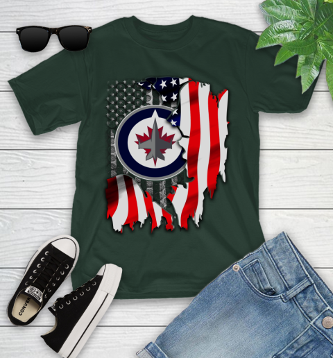 Winnipeg Jets NHL Hockey American Flag Youth T-Shirt 5