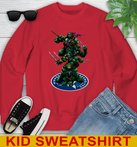 NBA Basketball Minnesota Timberwolves Teenage Mutant Ninja Turtles Shirt Youth Sweatshirt 8