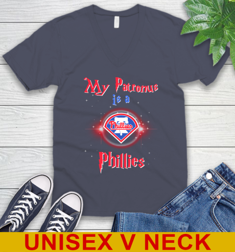 MLB Baseball Harry Potter My Patronus Is A Philadelphia Phillies V-Neck T-Shirt 7