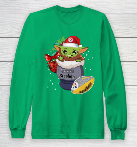 Pittsburgh Steelers Christmas Baby Yoda Star Wars Funny Happy NFL Long Sleeve T-Shirt 7