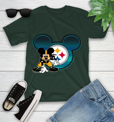 NFL Pittsburgh Steelers Mickey Mouse Disney Football T Shirt Youth T-Shirt 5