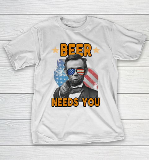 Beer Lover Shirt 4th Of July Beer Lincoln Usa Merica T-Shirt