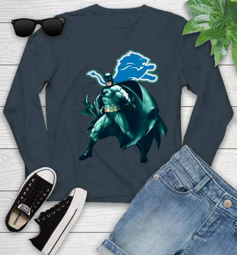 NFL Batman Football Sports Detroit Lions Youth Long Sleeve 8
