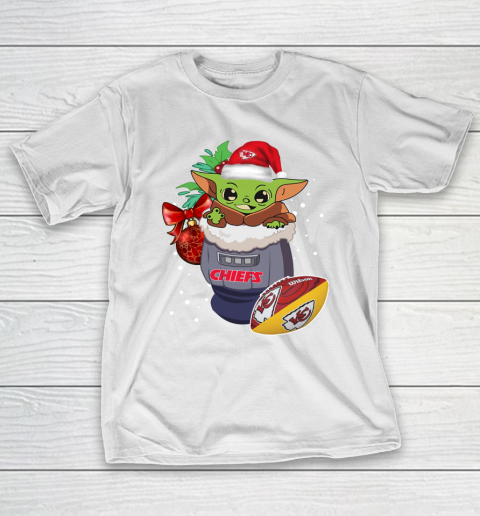 Kansas City Chiefs Christmas Baby Yoda Star Wars Funny Happy NFL T-Shirt 3