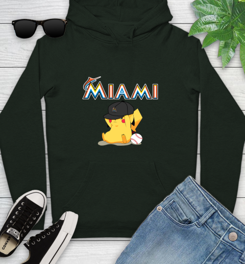 MLB Pikachu Baseball Sports Miami Marlins Youth Hoodie 13