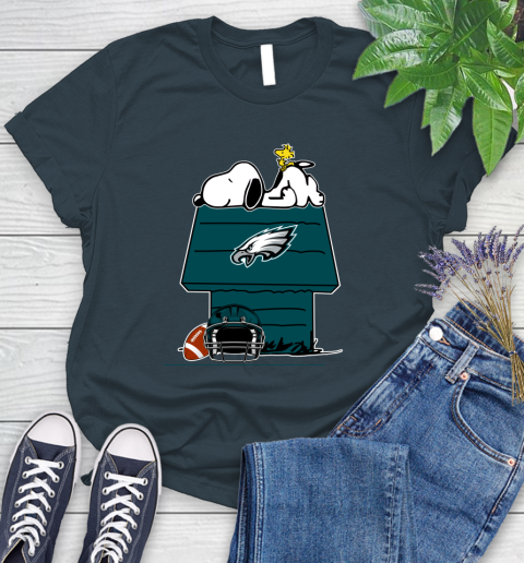 Philadelphia Eagles NFL Football Snoopy Woodstock The Peanuts Movie Women's T-Shirt 8