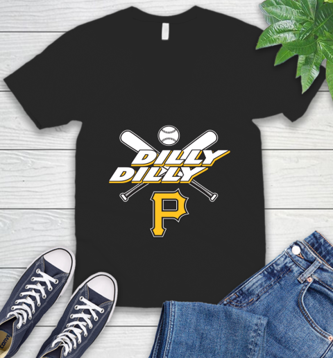 MLB Pittsburgh Pirates Dilly Dilly Baseball Sports V-Neck T-Shirt 2
