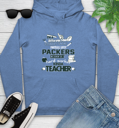 Green Bay Packers NFL I'm A Difference Making Student Caring Football Loving Kinda Teacher Youth Hoodie 13