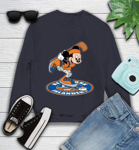 NHL Hockey New York Islanders Cheerful Mickey Disney Shirt Youth Sweatshirt 3