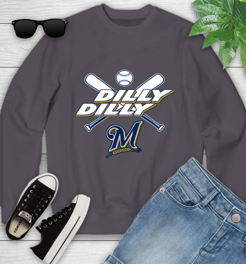 MLB Milwaukee Brewers Dilly Dilly Baseball Sports Youth Sweatshirt 6