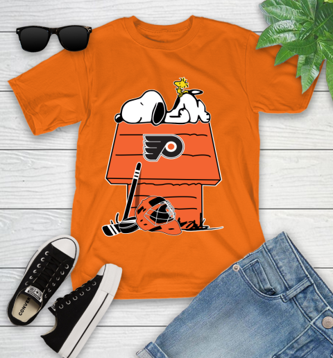 Philadelphia Flyers NHL Hockey Snoopy Woodstock The Peanuts Movie Youth T-Shirt 7