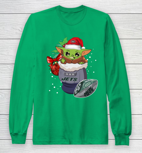 New York Jets Christmas Baby Yoda Star Wars Funny Happy NFL Long Sleeve T-Shirt 7