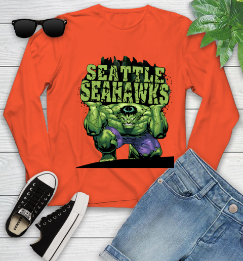 Seattle Seahawks NFL Football Incredible Hulk Marvel Avengers Sports Youth Long Sleeve 4
