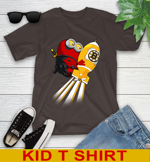NHL Hockey Boston Bruins Deadpool Minion Marvel Shirt Youth T-Shirt 6
