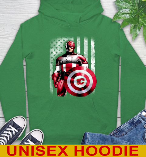 Calgary Flames NHL Hockey Captain America Marvel Avengers American Flag Shirt Hoodie 9 Calgary Flames NHL Hockey Captain America Marvel Avengers American Flag Shirt Hoodie - Image 9