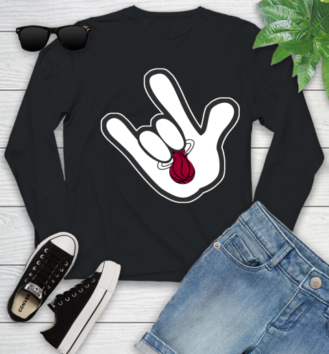 Miami Heat NBA Basketball Mickey Rock Hand Disney Youth Long Sleeve 2