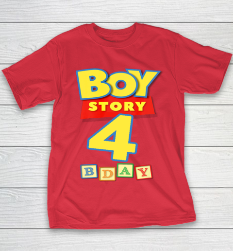 Toy Blocks Boy Story 4 Year Old Birthday Youth T Shirt Tee For