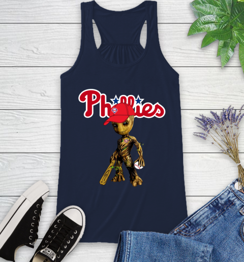 MLB Philadelphia Phillies Groot Guardians Of The Galaxy Baseball Racerback Tank 12