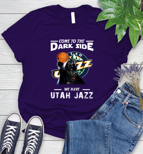 NBA Come To The Dark Side We Have Utah Jazz Star Wars Darth Vader Basketball Women's T-Shirt 4