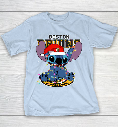 Boston Bruins NHL Hockey noel stitch Christmas Youth T-Shirt 4