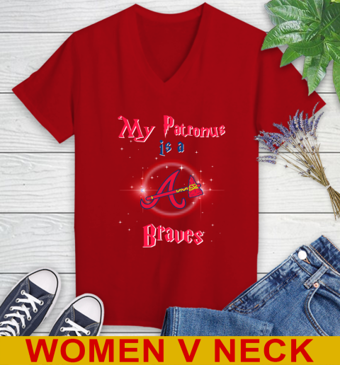 MLB Baseball Harry Potter My Patronus Is A Atlanta Braves Women's V-Neck T-Shirt 11 MLB Baseball Harry Potter My Patronus Is A Atlanta Braves Women's V-Neck T-Shirt - Image 11