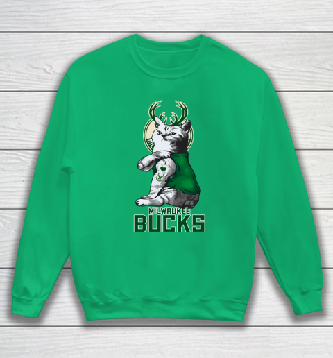 NBA Basketball My Cat Loves Milwaukee Bucks Sweatshirt 5