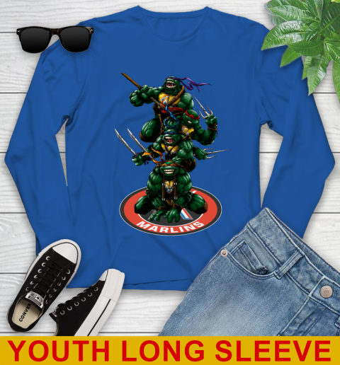MLB Baseball Miami Marlins Teenage Mutant Ninja Turtles Shirt Youth Long Sleeve 10