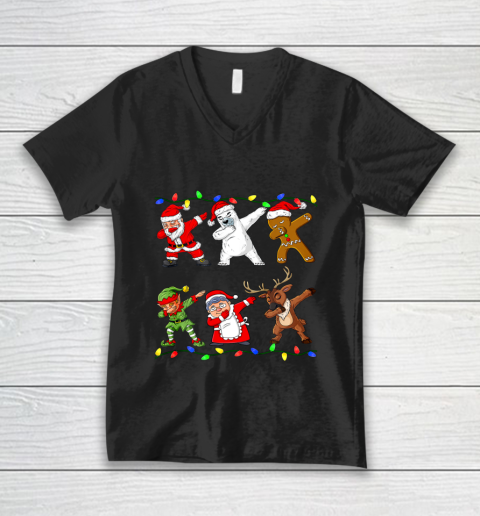 Christmas Dabbing Santa Elf And Friends Boys Kids Dab Xmas V-Neck T-Shirt