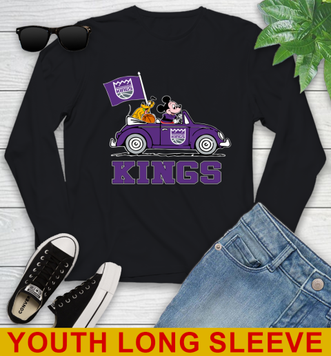 NBA Basketball Sacramento Kings Pluto Mickey Driving Disney Shirt Youth Long Sleeve 2