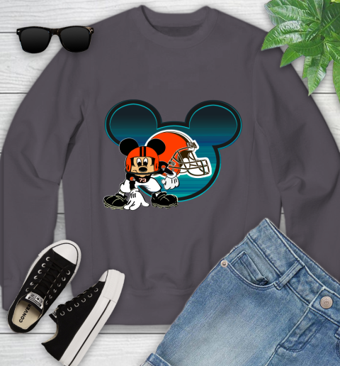 NFL Cleveland Browns Mickey Mouse Disney Football T Shirt Youth Sweatshirt 6