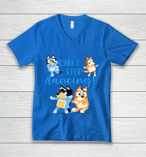 Bluey Dad Cant Stop Dancing For Father Day V-Neck T-Shirt 6