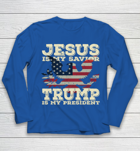Jesus Is My Savior Trump Is My President Vintage American Youth Long Sleeve 7