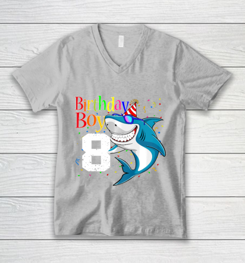 Kids 8th Birthday Boy Shark Shirts 8 Jaw Some Four Tees Boys 8 Years Old V-Neck T-Shirt 3
