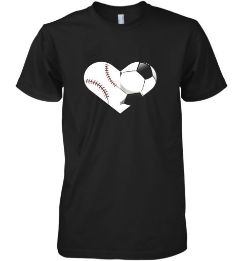Soccer Baseball Heart Sports Tee, Baseball, Soccer Premium Men's T-Shirt