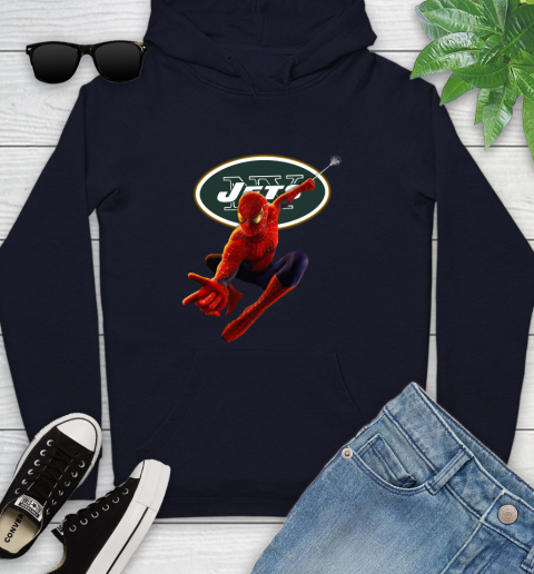 NFL Spider Man Avengers Endgame Football New York Jets Youth Hoodie 4