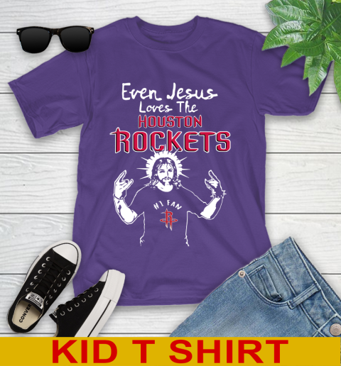 Houston Rockets NBA Basketball Even Jesus Loves The Rockets Shirt Youth T-Shirt 3