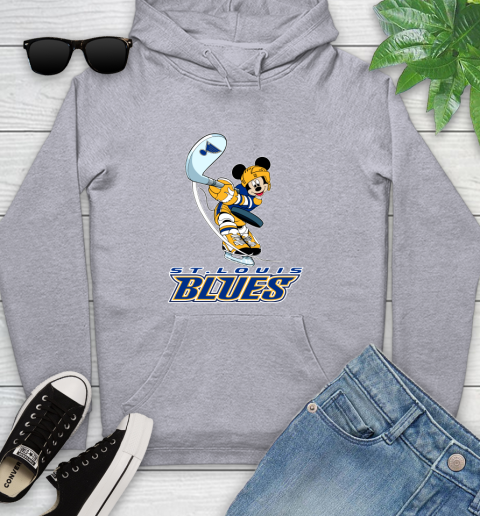 NHL Hockey St.Louis Blues Cheerful Mickey Mouse Shirt Youth Hoodie - Image 7
