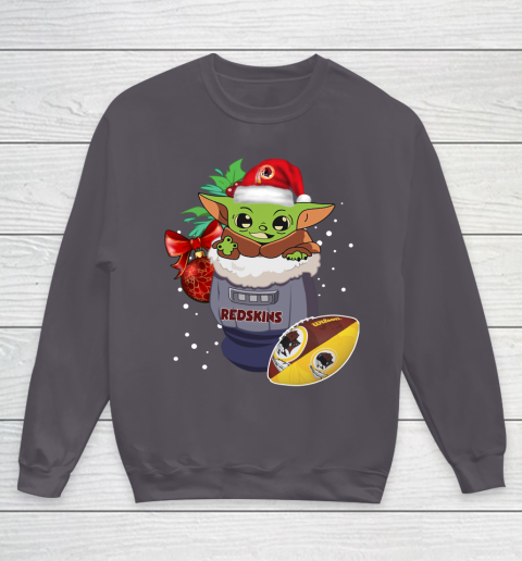 Washington Redskins Christmas Baby Yoda Star Wars Funny Happy NFL Youth Sweatshirt 6
