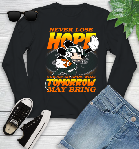 New York Jets NFL Football Mickey Disney Never Lose Hope Youth Long Sleeve