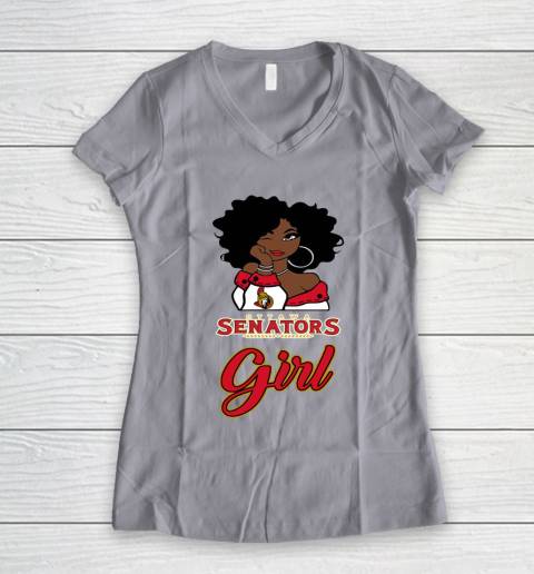 Ottawa Senators Girl NHL Women's V-Neck T-Shirt 4