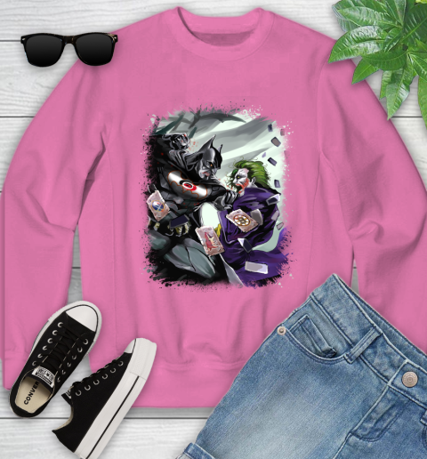 Carolina Hurricanes NHL Hockey Batman Fighting Joker DC Comics Youth Sweatshirt 7