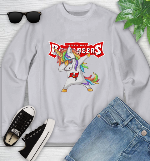 Tampa Bay Buccaneers NFL Football Funny Unicorn Dabbing Sports Youth Sweatshirt 4
