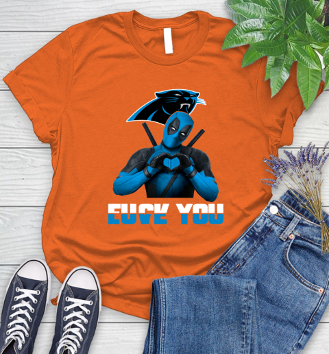 NHL Carolina Panthers Deadpool Love You Fuck You Football Sports Women's T-Shirt 3