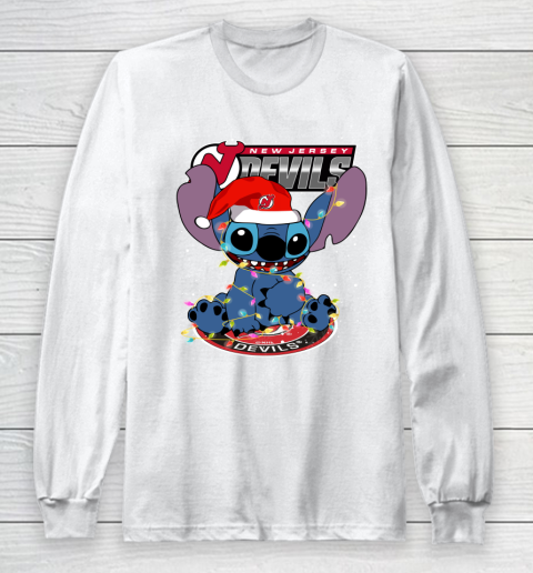 New Jersey Devils NHL Hockey noel stitch Christmas Long Sleeve T-Shirt
